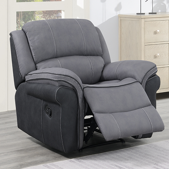 Kiel Manual Recliner Fabric 1 Seater Sofa In Fusion Grey