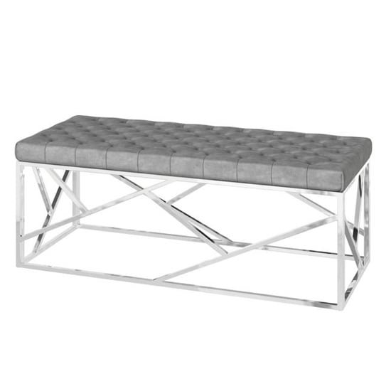 Keele Velvet Fabric Dining Bench In Silver Grey