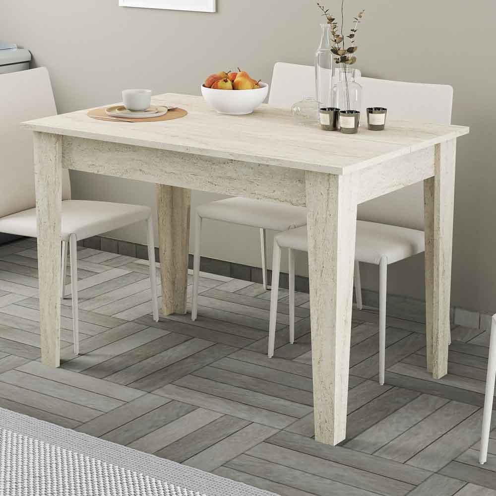Kiev Wooden Dining Table in Travertine Marble Effect