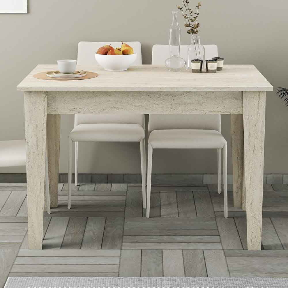 Kiev Wooden Dining Table in Travertine Marble Effect