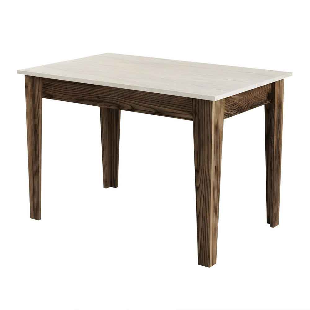 Kiev Wooden Dining Table in Walnut and Travertine Marble Effect