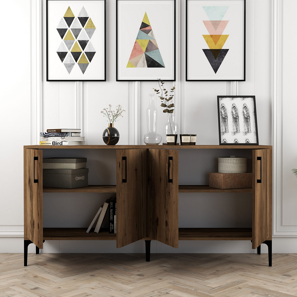 Kiev Wooden Sideboard with 4 Doors in Walnut