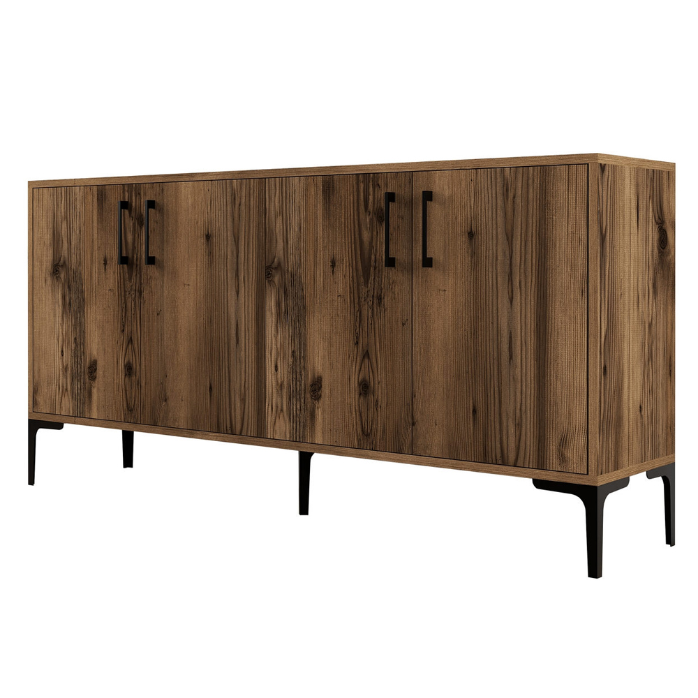 Kiev Wooden Sideboard with 4 Doors in Walnut