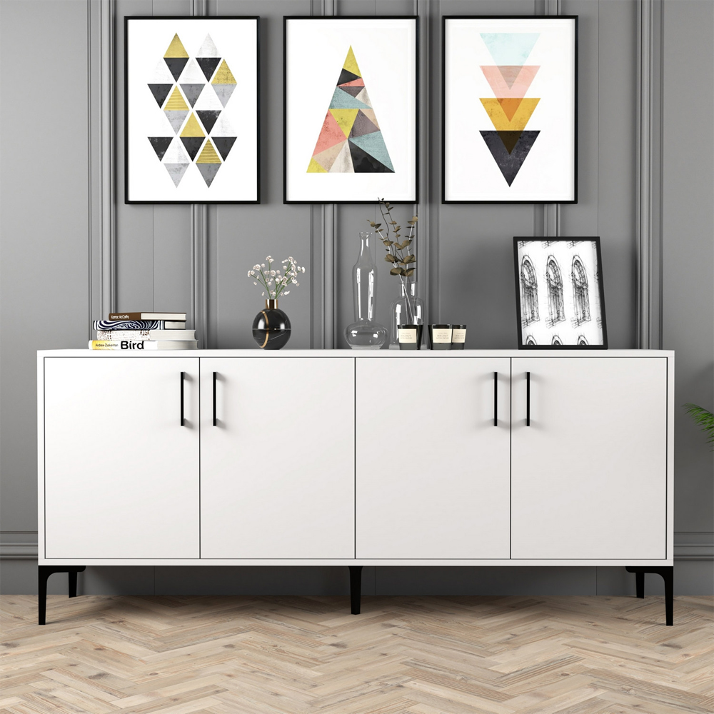 Kiev Wooden Sideboard with 4 Doors in White