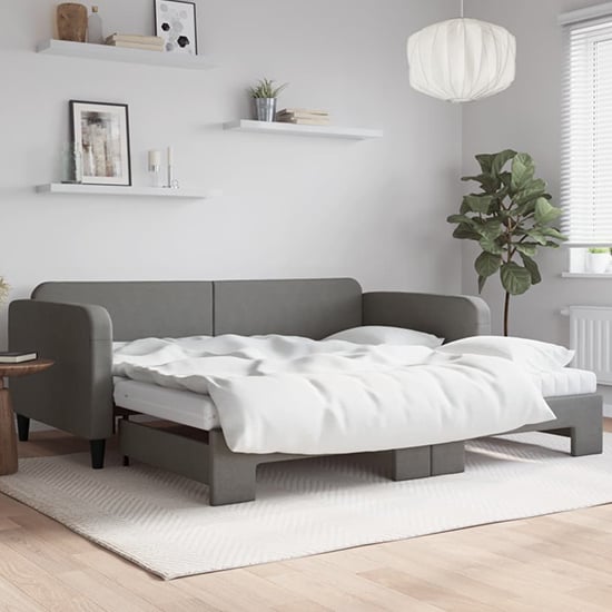 Product photograph of Kigali Fabric Daybed With Guest Bed In Dark Grey from Furniture in Fashion