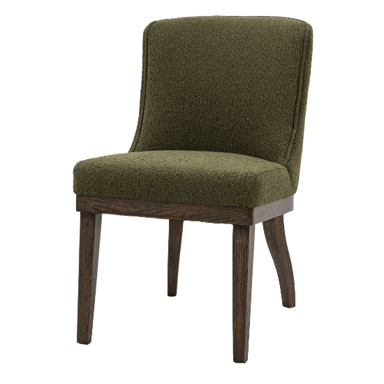 Kigali Moss Green Fabric Dining Chairs With Oak Legs In Pair
