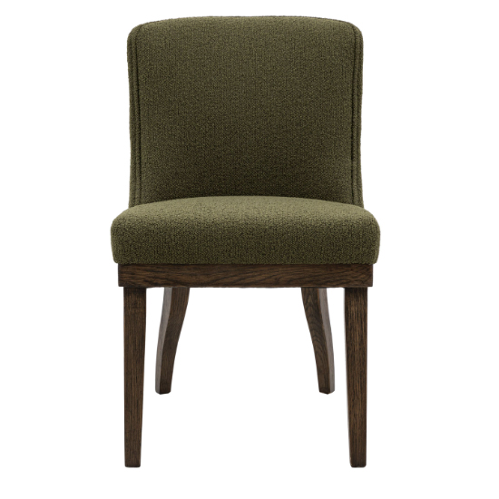 Kigali Moss Green Fabric Dining Chairs With Oak Legs In Pair