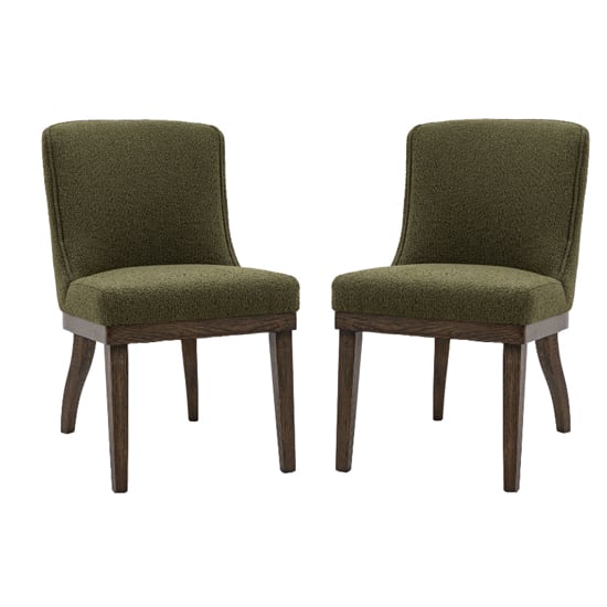 Kigali Moss Green Polyester Fabric Dining Chairs In Pair