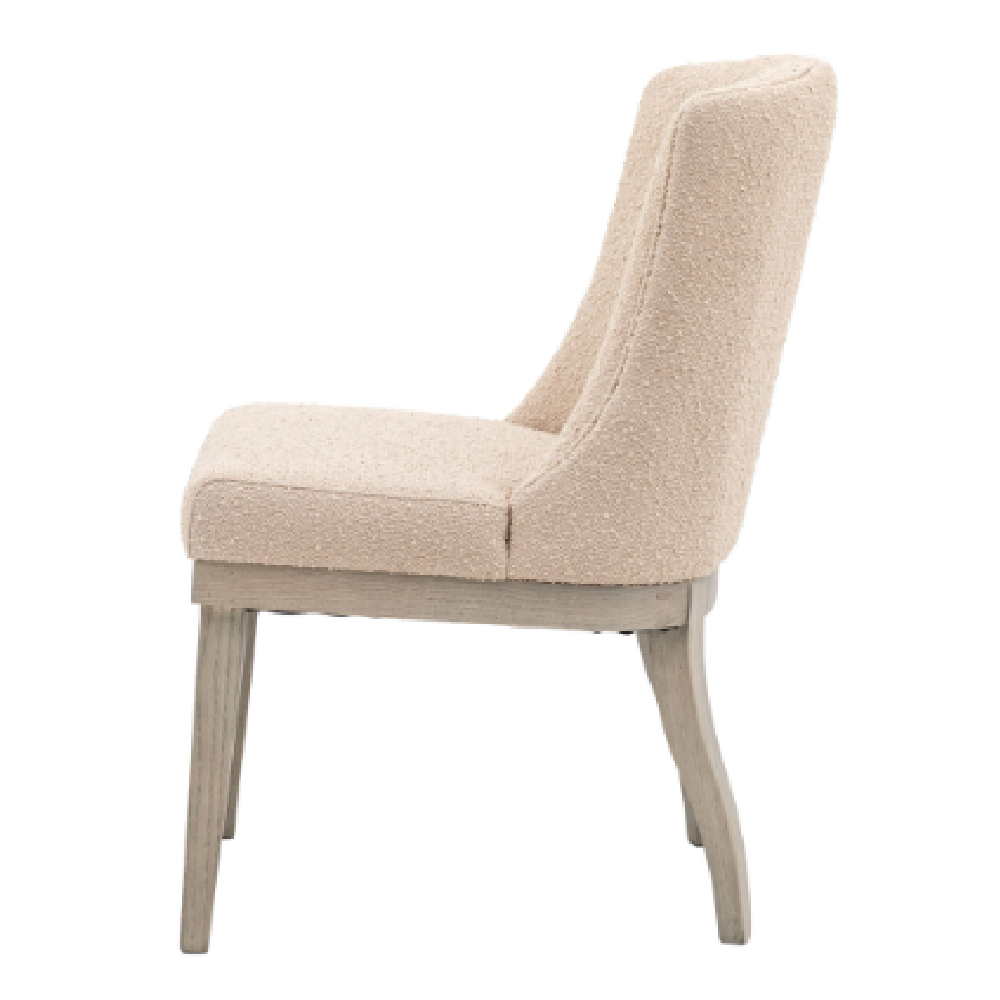 Kigali Natural Fabric Dining Chairs With Wooden Legs In Pair