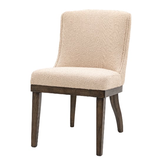 Kigali Taupe Fabric Dining Chairs With Oak Legs In Pair