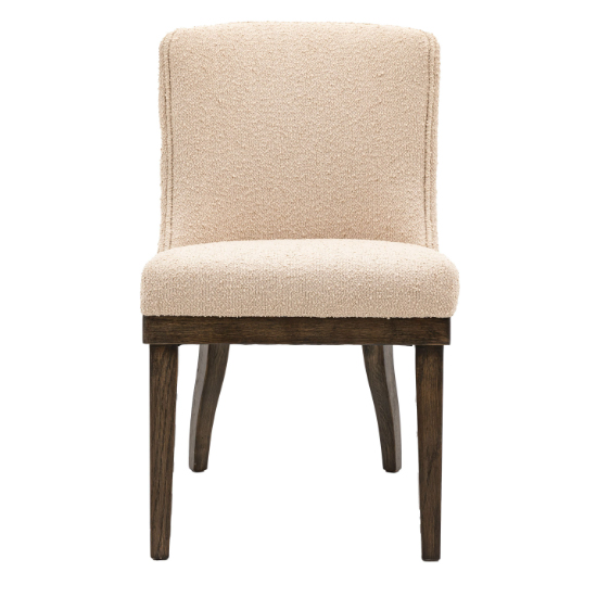 Kigali Taupe Fabric Dining Chairs With Oak Legs In Pair