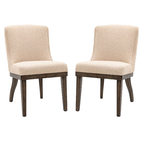 Read more about Kigali taupe fabric dining chairs with oak legs in pair