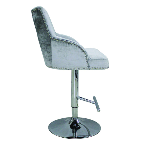 Kikka Velvet Gas Lift Bar Chair In Pewter