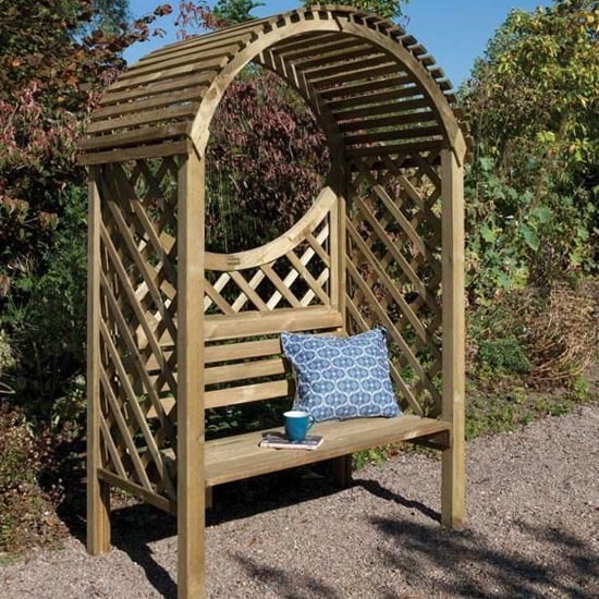 Kilgetty Wooden Arbour In Natural Timber With Open Slatted Roof_1