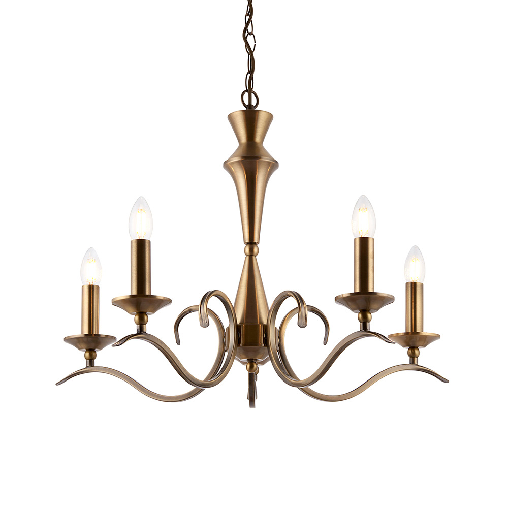 Killeen 5 Light Metal Semi-Flush Pendant Ceiling Light In Brass