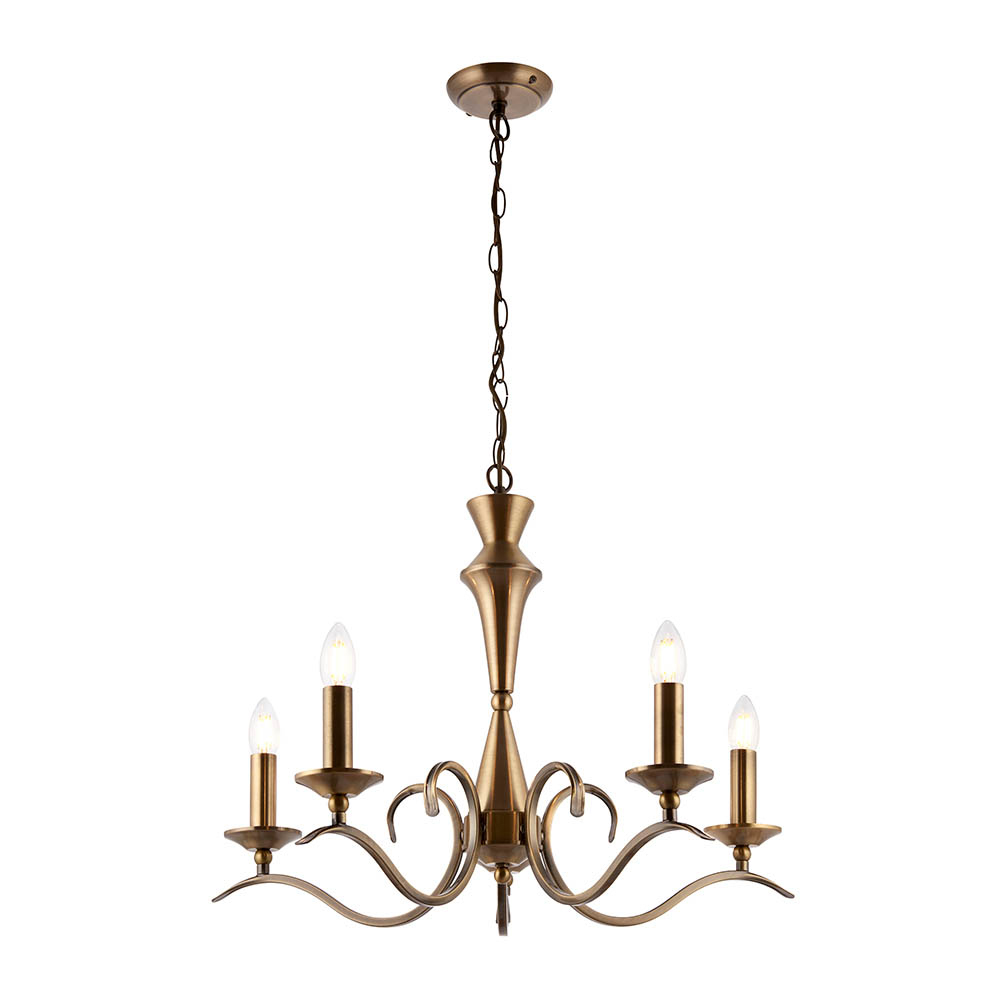 Killeen 5 Light Metal Semi-Flush Pendant Ceiling Light In Brass