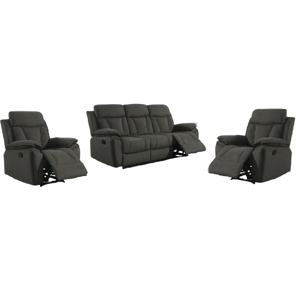 Killeen Fabric Recliner 3+1+1 Seater Sofa Set In Chocolate