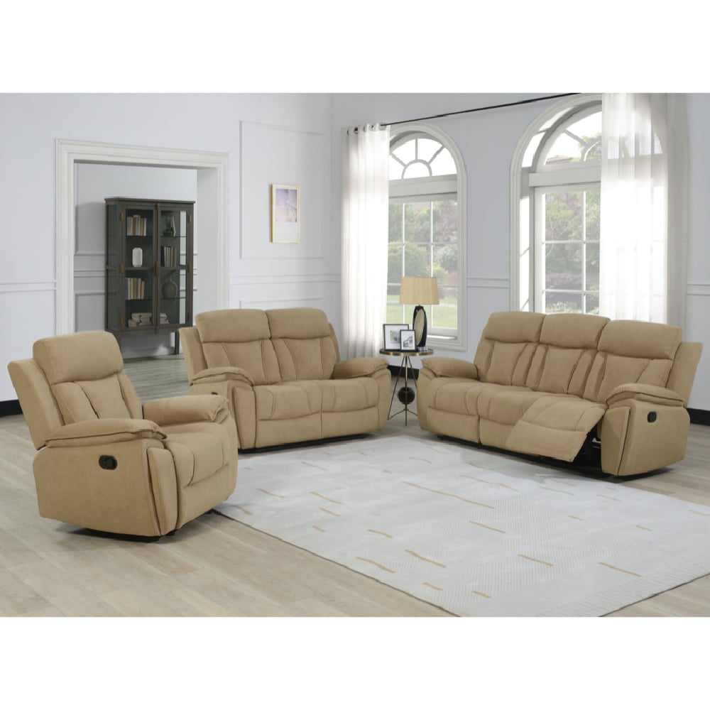 Killeen Fabric Recliner Sofa Suite In Sand