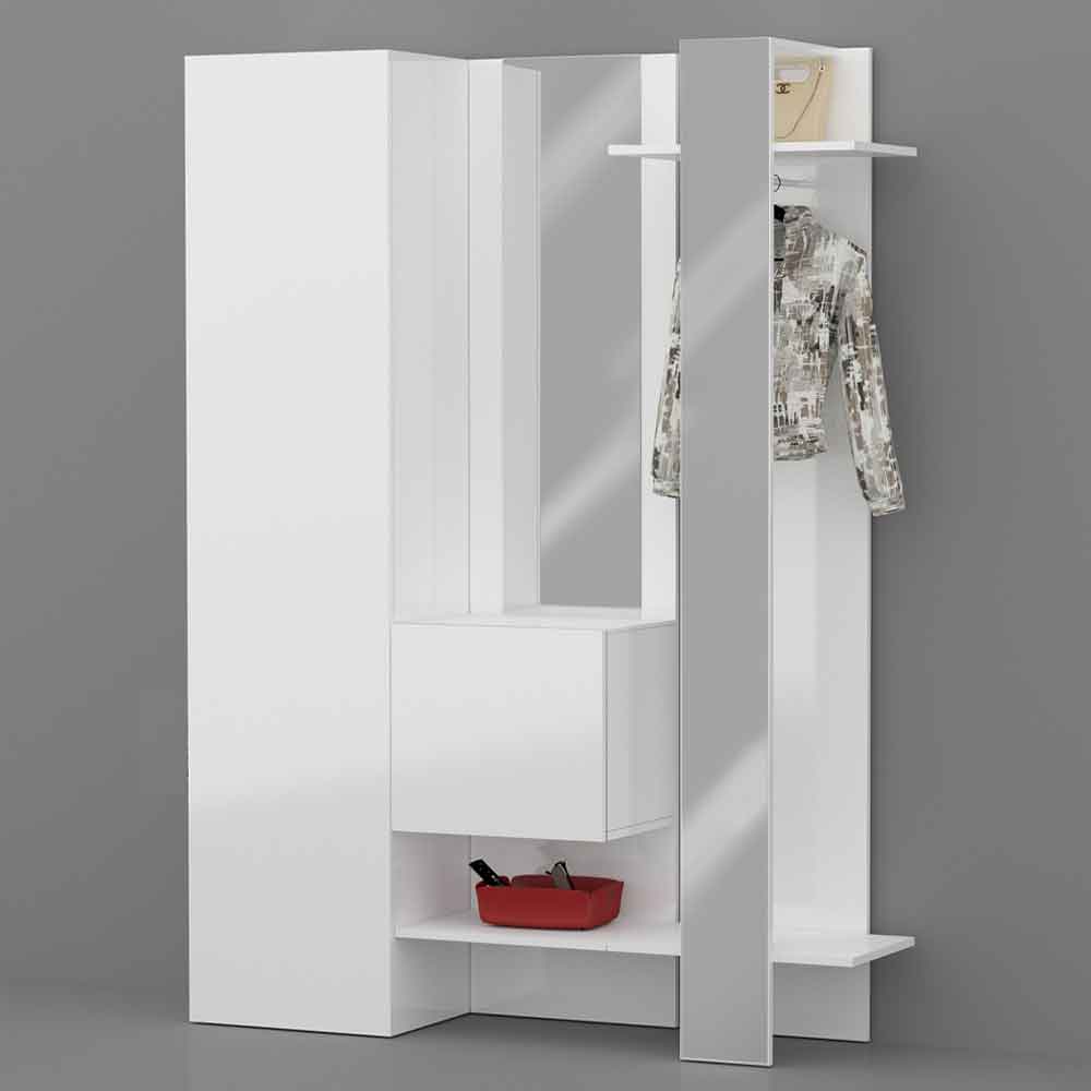 Killington High Gloss Storage Cabinet With Coat Stand In White