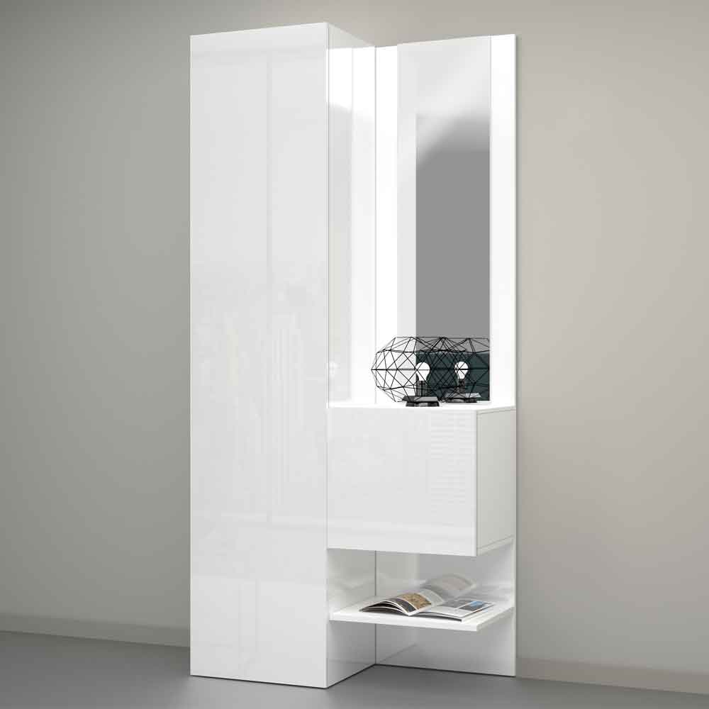 Killington High Gloss Storage Cabinet With Mirror In White