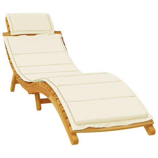 Kilmer Solid Wood Set Of 2 Sun Loungers With Cream Cushions