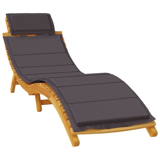Kilmer Solid Wood Set Of 2 Sun Loungers With Dark Grey Cushions