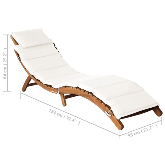 Kilmer Solid Wood Sun Lounger With Cream Cushions