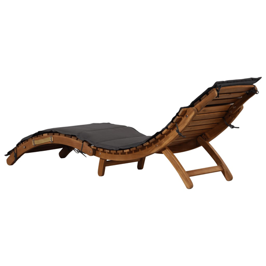 Kilmer Solid Wood Sun Lounger With Dark Grey Cushions