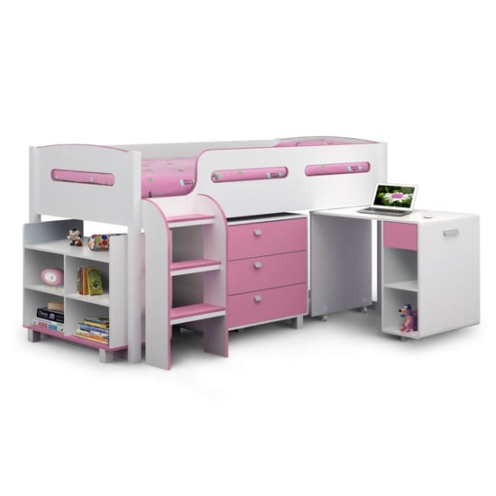 Kaira Cabin Bunk Bed In White And Pink_2