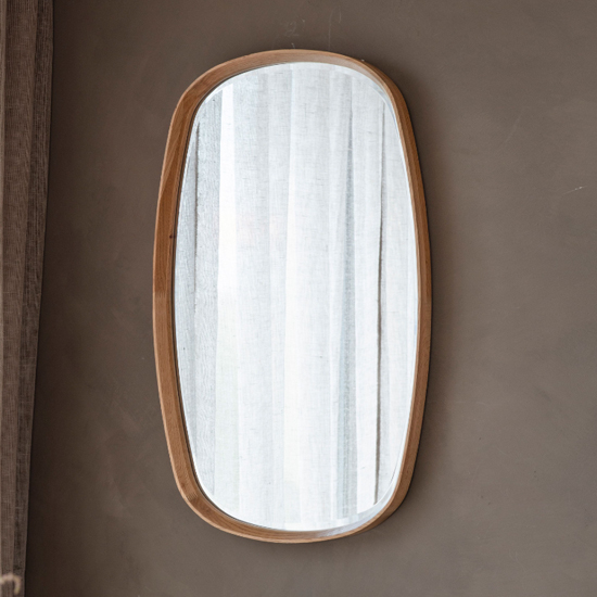 Read more about Kinder bevelled wall mirror in oak solid wood frame