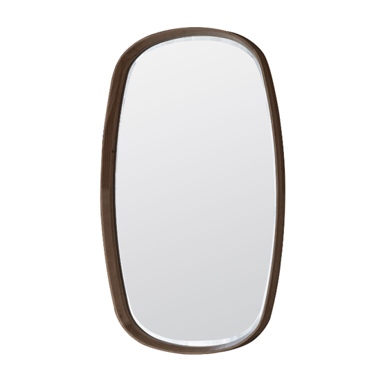 Kinder Bevelled Wall Mirror In Walnut Solid Wood Frame
