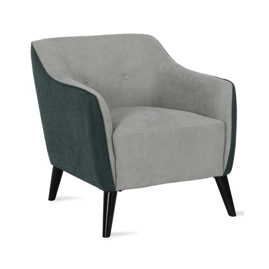Kinder Chenille Fabric Bedroom Chair With Wooden Legs In Grey