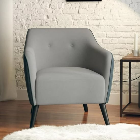 Read more about Kinder chenille fabric bedroom chair with wooden legs in grey