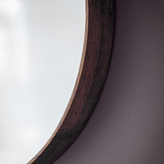 Kinder Round Small Bevelled Wall Mirror In Oak Wood Frame