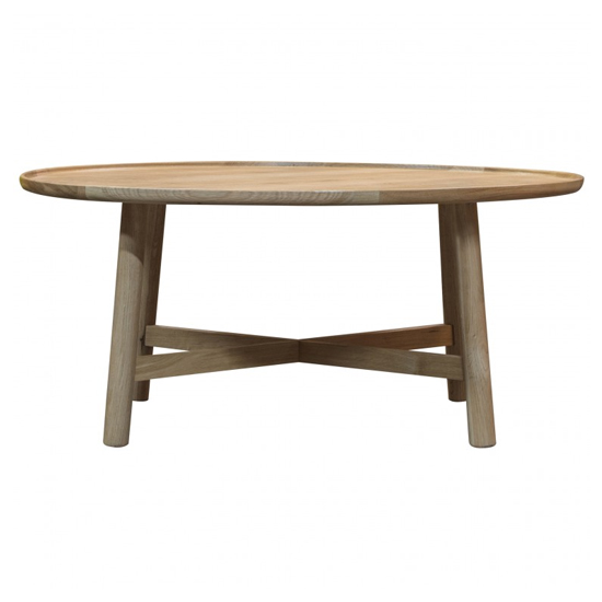 View Kingham round wooden coffee table in oak