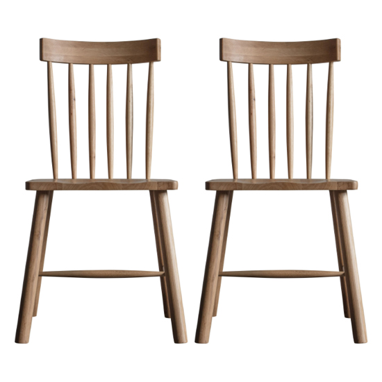 Photo of Kinghamia oak wooden dining chairs in a pair