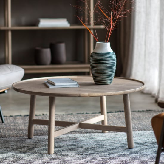 Product photograph of Kinghamia Round Wooden Coffee Table In Grey from Furniture in Fashion