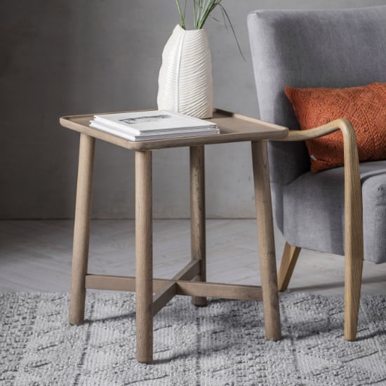 Kinghamia Square Wooden Side Table In Oak