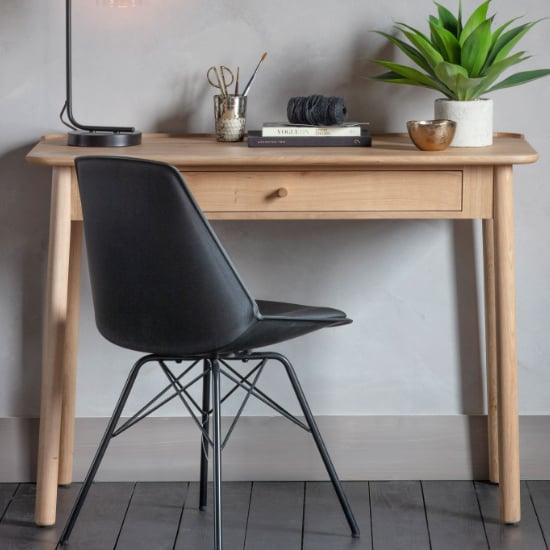 Photo of Kinghamia wooden laptop desk with 1 drawer in oak