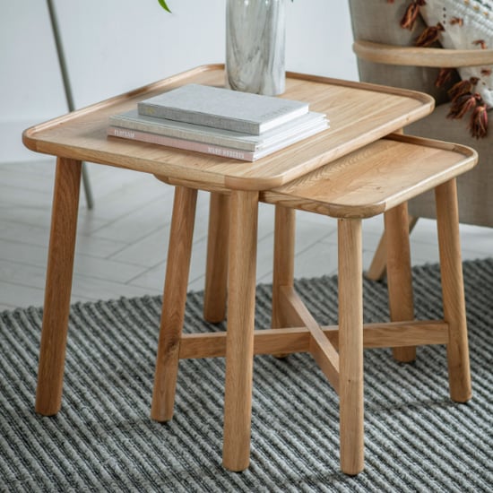 Product photograph of Kinghamia Wooden Nest Of 2 Tables In Oak from Furniture in Fashion