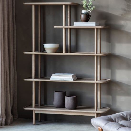 Kinghamia Wooden Open Display Unit With Shelves In Grey