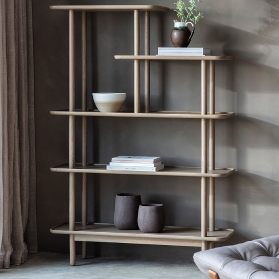 Photo of Kinghamia wooden open display unit with shelves in grey