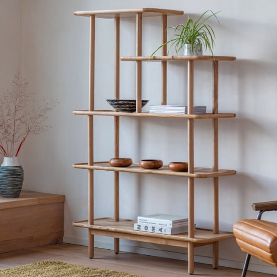 Photo of Kinghamia wooden open display unit with shelves in oak