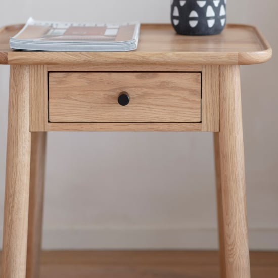 Kinghamia Wooden Side Table With 1 Drawer In Oak_3
