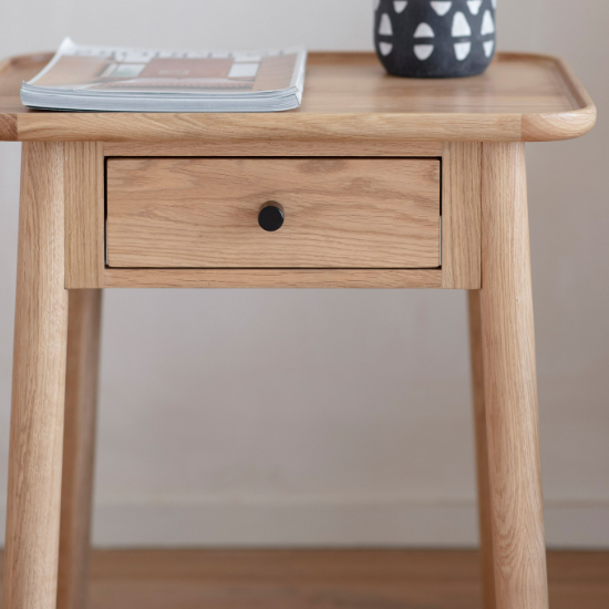 Kinghamia Wooden Side Table With 1 Drawer In Oak_3