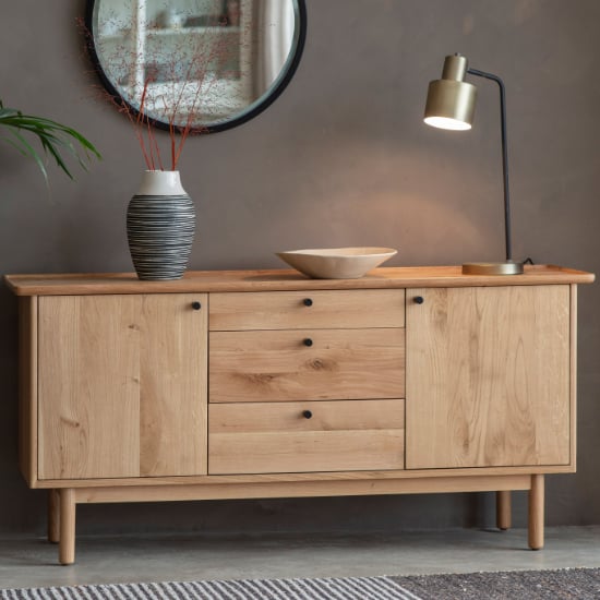 Product photograph of Kinghamia Wooden Sideboard With 2 Doors And 3 Drawers In Oak from Furniture in Fashion