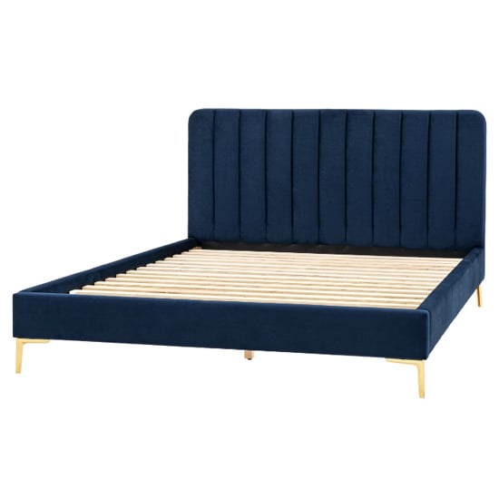 Product photograph of Kingman Polyester Fabric Double Bed In Indigo from Furniture in Fashion