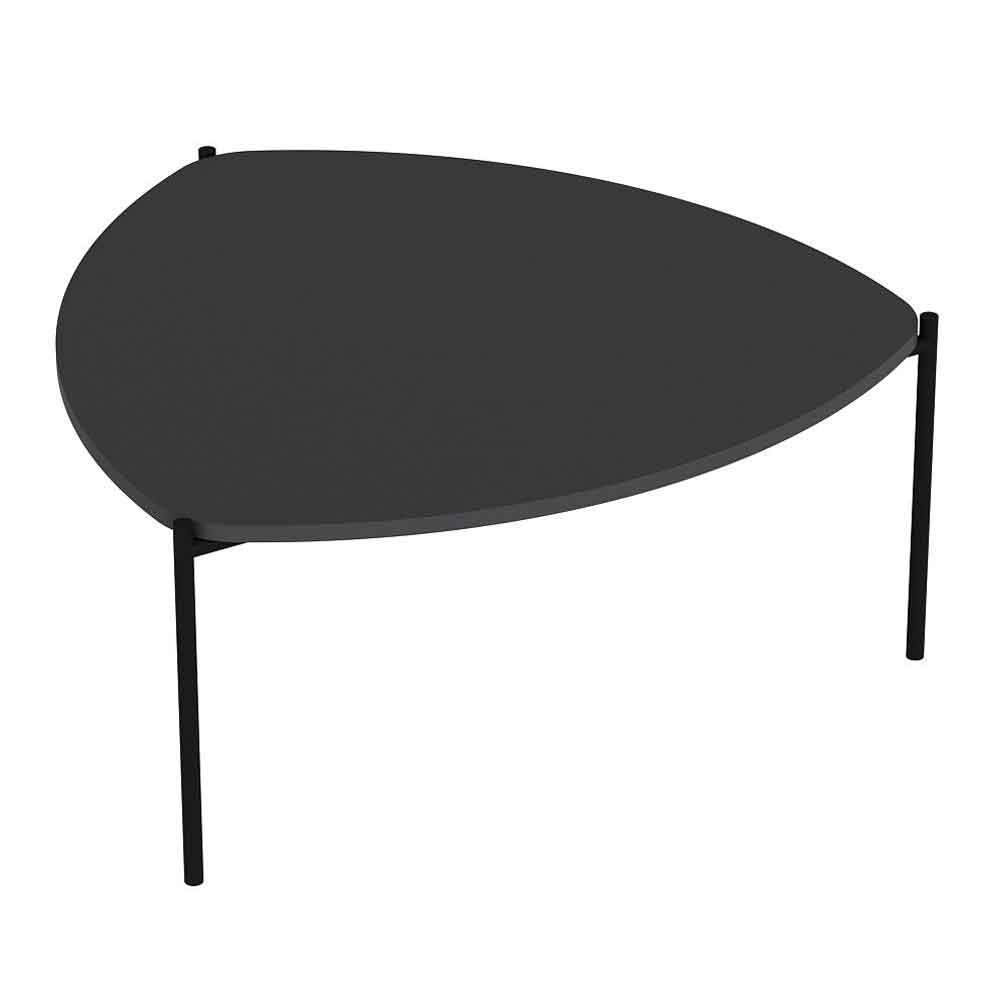 Kingsley Triangle Wooden Coffee Table with Metal Legs in Anthracite