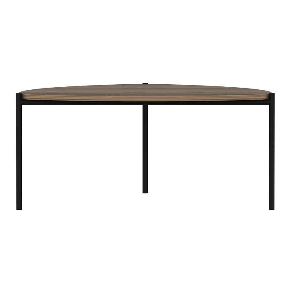 Kingsley Triangle Wooden Coffee Table with Metal Legs in Walnut
