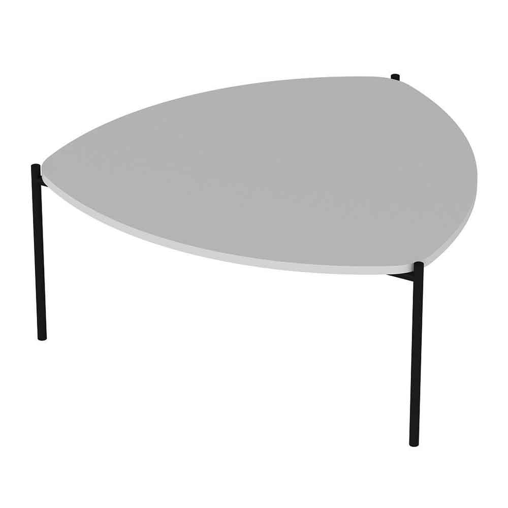 Kingsley Triangle Wooden Coffee Table with Metal Legs in White